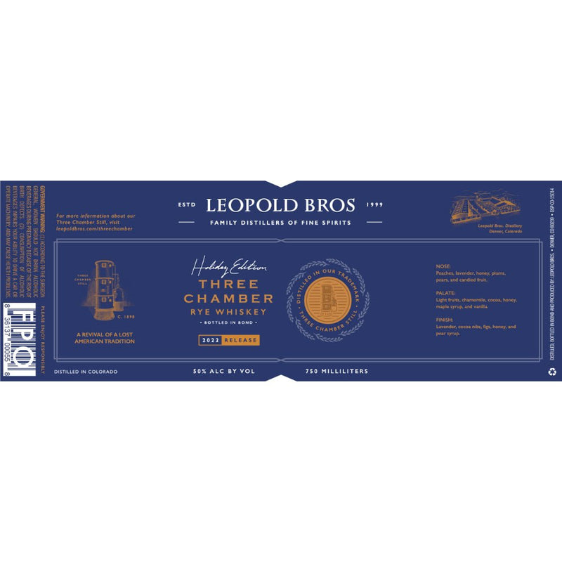 Load image into Gallery viewer, Leopold Bros Three Chamber Rye Holiday Edition 2022 Release - Main Street Liquor
