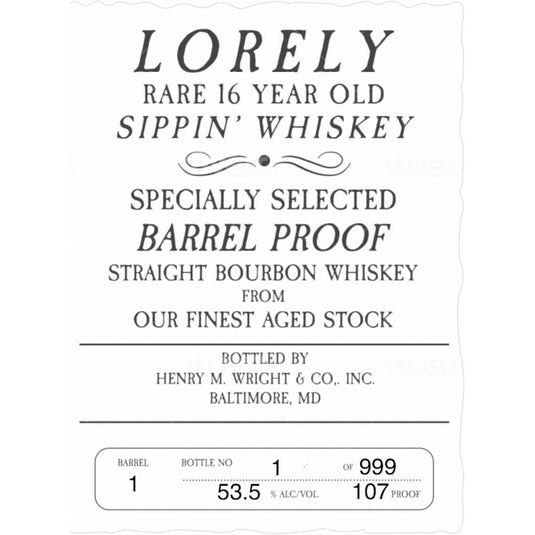 Lorely Rare 16 Year Old Sippin’ Whiskey Straight Bourbon - Main Street Liquor