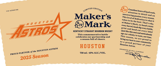 Maker's Mark Houston Astros 2025 Limited Edition Kentucky Straight Bourbon Whiskey - Main Street Liquor