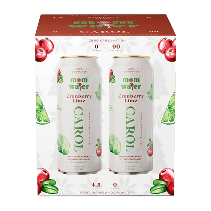 Mom Water Carol - Cranberry Lime Cocktail 12.oz 4 Pack - Main Street Liquor