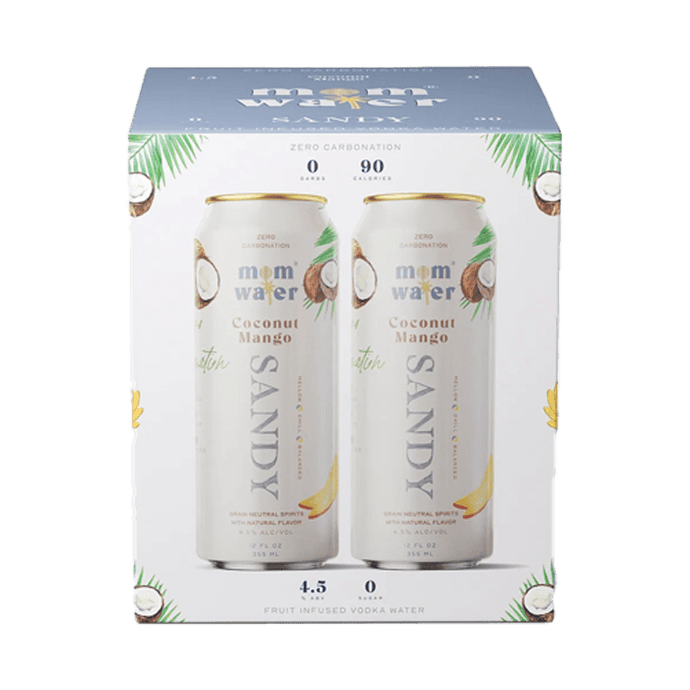 Mom Water Sandy - Coconut Mango Cocktail 12.oz 4 Pack - Main Street Liquor