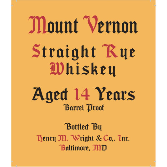 Mount Vernon 14 Year Old Straight Rye Whiskey - Main Street Liquor