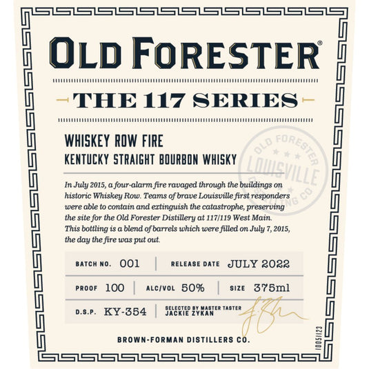Old Forester The 117 Series Whiskey Row Fire Bourbon - Main Street Liquor