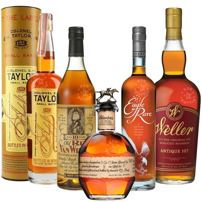 Old Rip Van Winkle 10 Year, Blanton's Single Barrel, Weller 107, E.H. Taylor Small Batch & Eagle Rare Elite Bundle (750 ml)