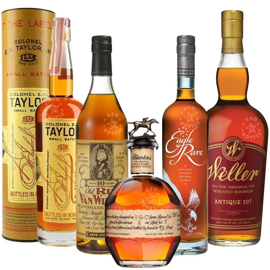 Old Rip Van Winkle 10 Year, Blanton's Single Barrel, Weller 107, E.H. Taylor Small Batch & Eagle Rare Elite Bundle (750 ml)