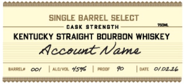 A beige label reads: Heaven's Door Whiskey, Single Barrel Select Kentucky Straight Bourbon Whiskey, Cask Strength. Details: Barrel 001, 45% Alc/Vol (90 Proof), Date 01/02/16. 