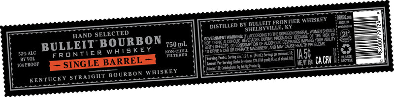 Load image into Gallery viewer, Bulleit Bourbon Single Barrel Kentucky Straight Bourbon Whiskey 104 Proof - Main Street Liquor
