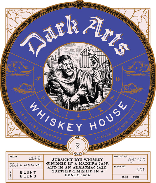 Dark Arts Whiskey House 8 Year Blunt Blend Rye Finished in Madeira, Armagnac & Honey Casks