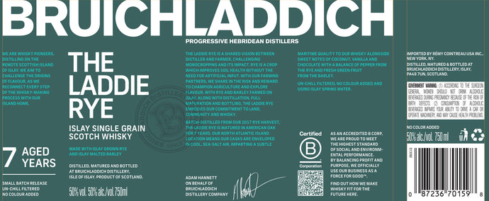 Bruichladdich The Laddie Rye 7 Year Old Islay Single Grain Scotch Whisky