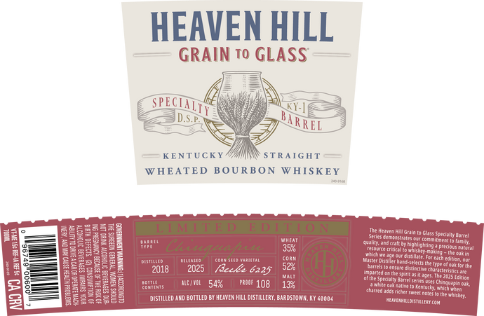 Heaven Hill Grain to Glass Wheated Bourbon Whiskey Chinquapin Oak