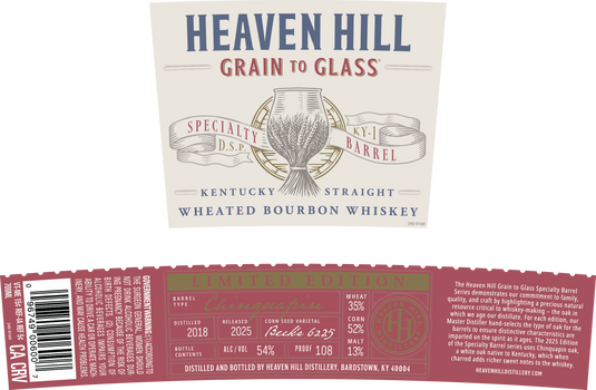 Heaven Hill Grain to Glass Wheated Bourbon Whiskey Chinquapin Oak