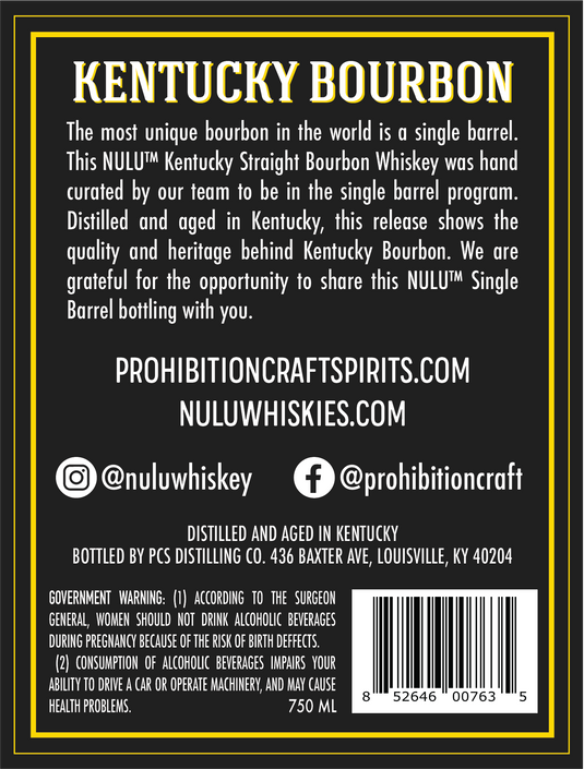 NULU Single Barrel Kentucky Straight Bourbon Whiskey Barrel KY49 8 Year 120 Proof - Main Street Liquor