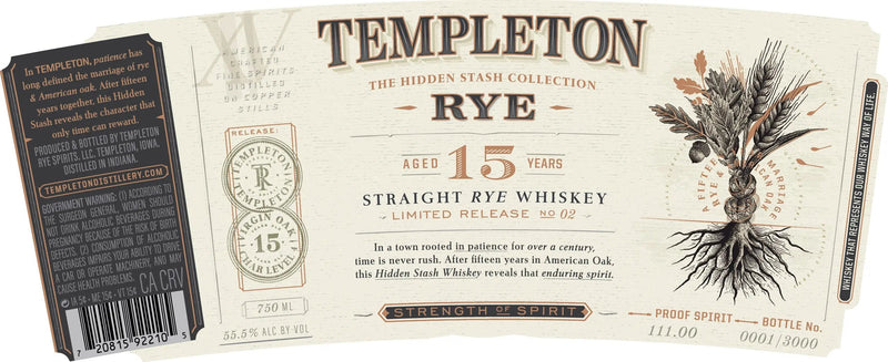 Load image into Gallery viewer, Templeton Hidden Stash 15 Year Straight Rye Whiskey 750mL - Main Street Liquor
