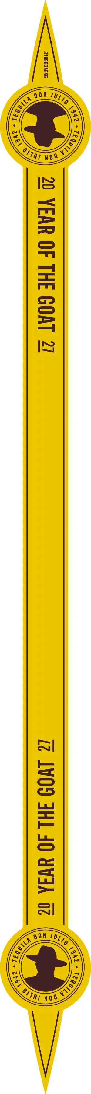 Load image into Gallery viewer, Vertical yellow pipeline marker with WARNING and NATURAL GAS in bold black, plus end warnings—like spotting a Don Julio 1942 Tequila Anejo Year of the Goat 2027 Limited Edition: rare, unmistakable, and significant.
