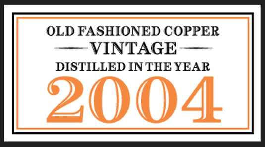 A vintage label displays: Buffalo Trace O.F.C. 2004 Vintage Bourbon Whiskey Ultra Rare Old Fashioned Copper Release, with 