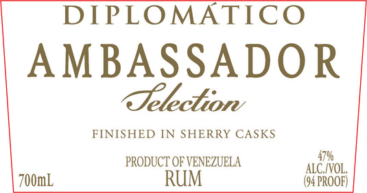 Diplomatico Ambassador Selection Rum Finished in Sherry Casks Venezuelan Rum 700mL - Main Street Liquor