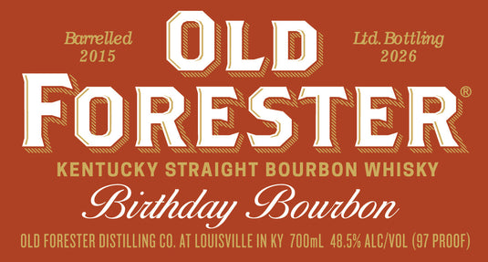 Old Forester Birthday Bourbon 2026 Limited Edition Aged 11 Years 700mL - Main Street Liquor