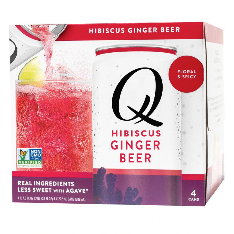 Load image into Gallery viewer, Q Hibiscus Ginger Beer by Joel McHale 4pk - Main Street Liquor
