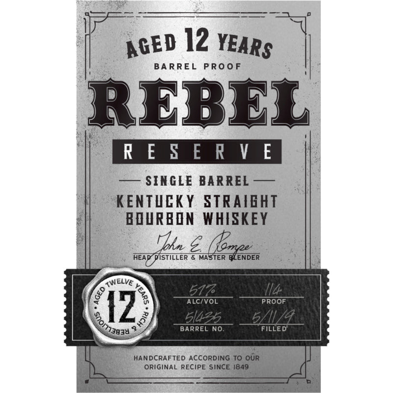 Load image into Gallery viewer, Rebel Reserve 12 Year Old Single Barrel Kentucky Straight Bourbon - Main Street Liquor
