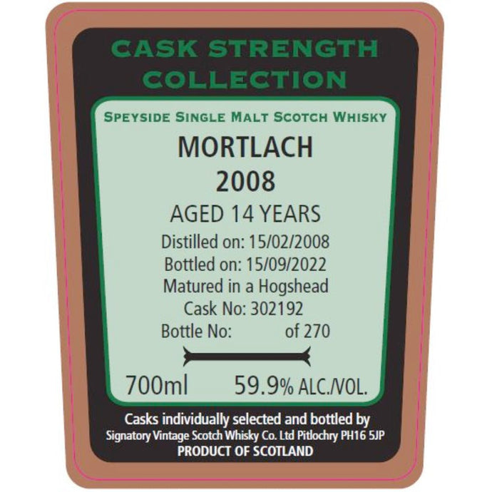 Signatory Vintage 2008 Mortlach 14 Year Old - Main Street Liquor