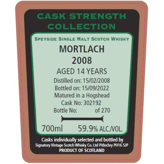 Signatory Vintage 2008 Mortlach 14 Year Old - Main Street Liquor