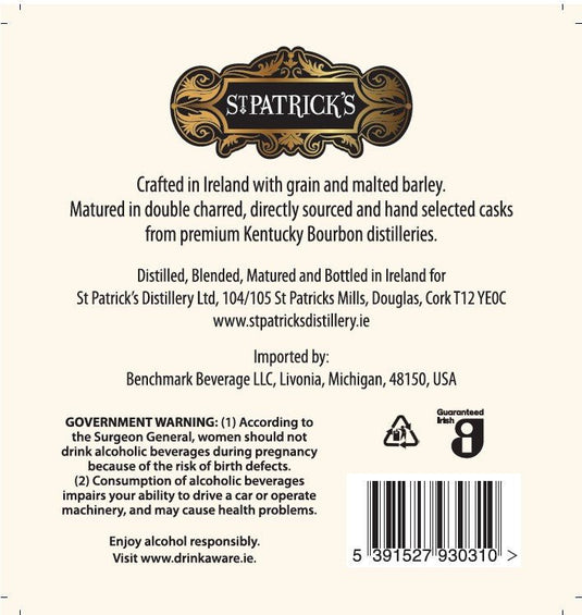St. Patrick's Cask Strength Irish Whiskey - Main Street Liquor