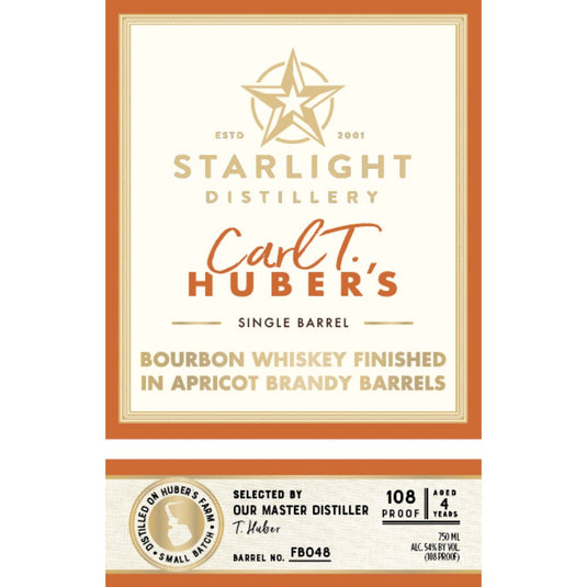 Starlight Bourbon Finished in Apricot Brandy Barrels - Main Street Liquor
