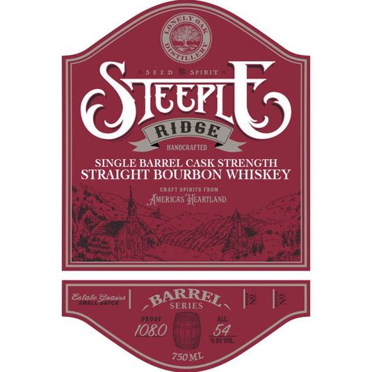 Steeple Ridge Handcrafted Single Barrel Cask Strength Straight Bourbon Whiskey - Main Street Liquor