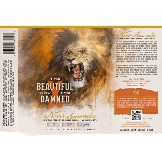 The Beautiful and the Damned Never Surrender Straight Bourbon - Main Street Liquor