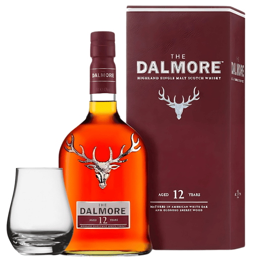 The Dalmore 12 Year Old Highland Single Malt Scotch Whisky with Spey Dram Glass - BuyMyLiquor