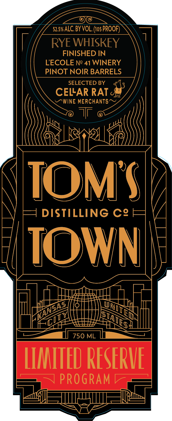 Load image into Gallery viewer, Tom&#39;s Town Rye Whiskey Pinot Noir Barrel Finish Limited Reserve - Main Street Liquor
