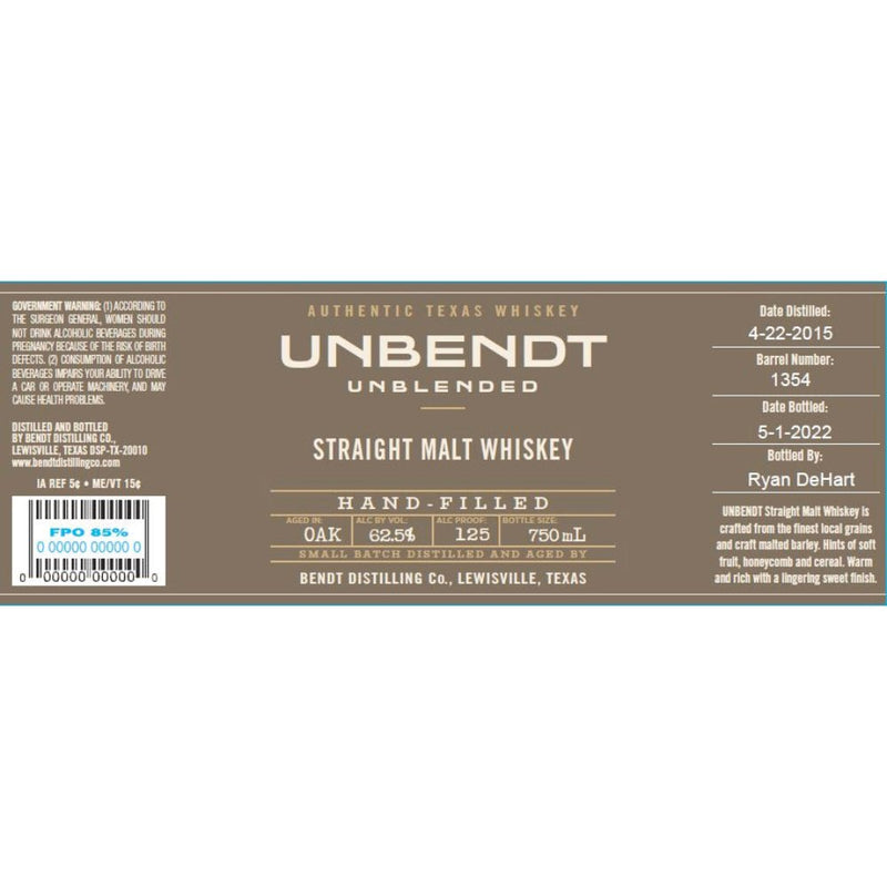 Load image into Gallery viewer, UNBendt Straight Malt Whiskey Bottled-in-Bond - Main Street Liquor

