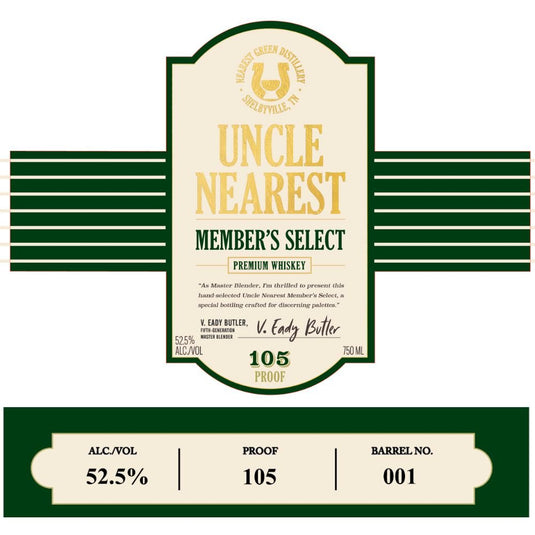 Uncle Nearest Member’s Select Premium Whiskey - Main Street Liquor