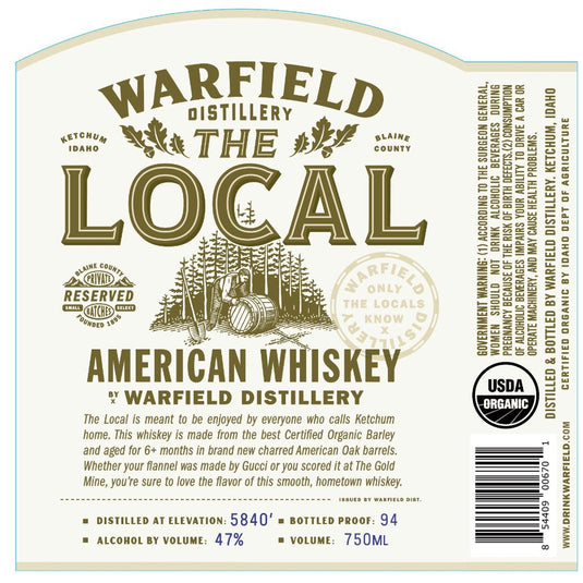 Warfield Distillery The Local American Whiskey - Main Street Liquor