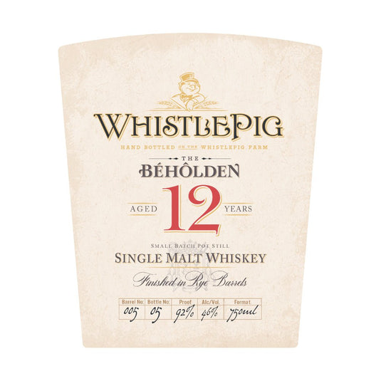 WhistlePig The Beholden 12 Year Old Single Malt Whiskey - Main Street Liquor