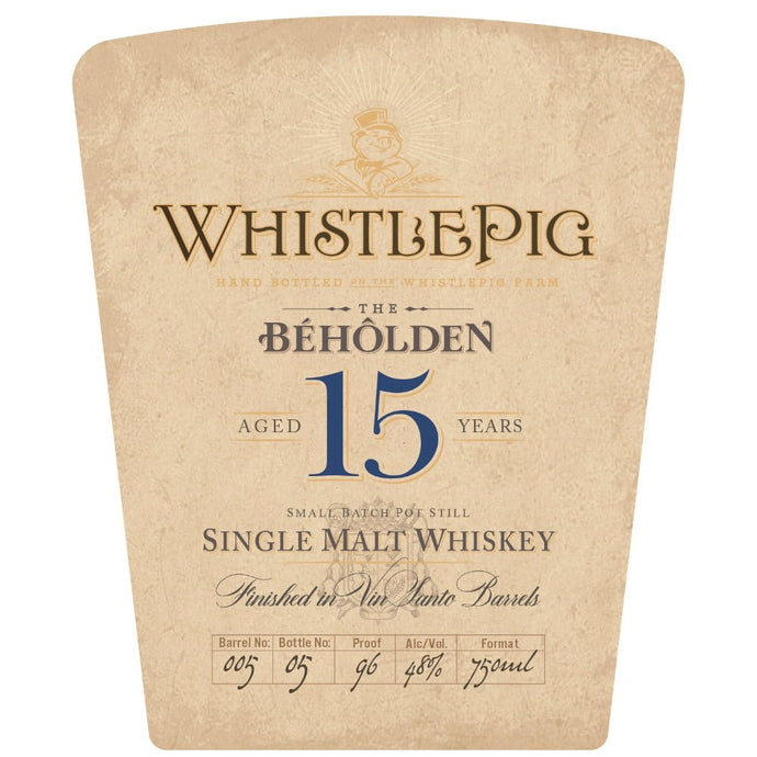 WhistlePig The Beholden 15 Year Old Finished in Vin Santo Barrels - Main Street Liquor