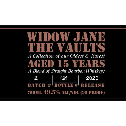 Widow Jane The Vaults 2020 Edition - Main Street Liquor