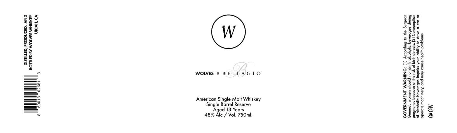 Wolves x Bellagio American Single Malt Whiskey Single Barrel Reserve ...
