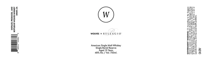 Wolves x Bellagio American Single Malt Whiskey Single Barrel Reserve, 13 Years - Main Street Liquor