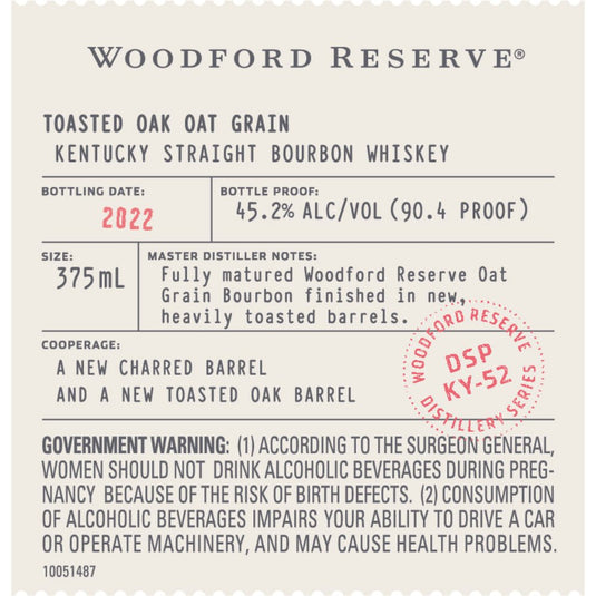 Woodford Reserve Toasted Oak Oat Grain Bourbon - Main Street Liquor